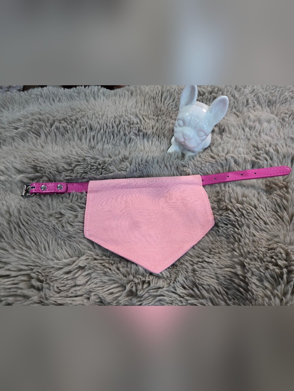 ✨ Chic Pink Canvas & Faux Leather Pet Bandana Collar 🐶